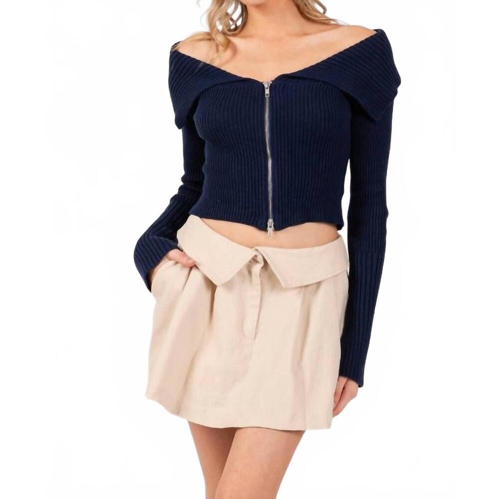 NEW THE VINTAGE SHOP foldover waist mini skirt in sand